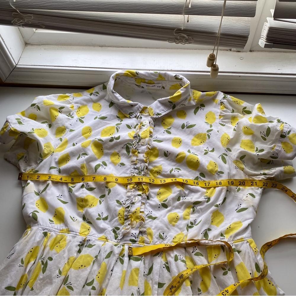 eShakti Lemon Print Dress Woman 2X Pockets Button Front Fit & Flare Cottagecore - Picture 10 of 12